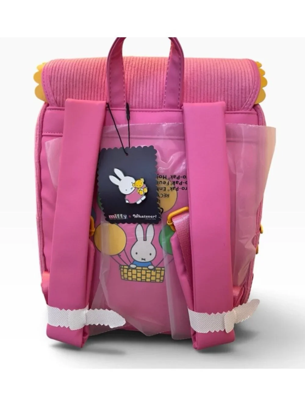 Whatever Makes You Happy Miffy Corduroy & Faux Leather Pin Trading Backpack NWT